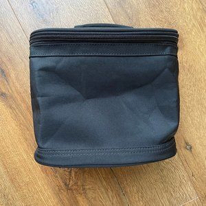 Tall Toiletry Bag Black Full Zip Handle Cosmetic Nylon Travel